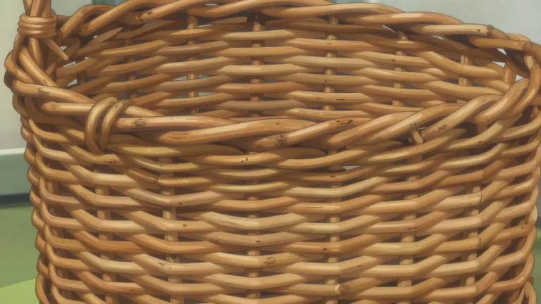 Visual representation of "wicker" - A flexible material made from branches or plant material, used to make things like baskets, furniture or fences.