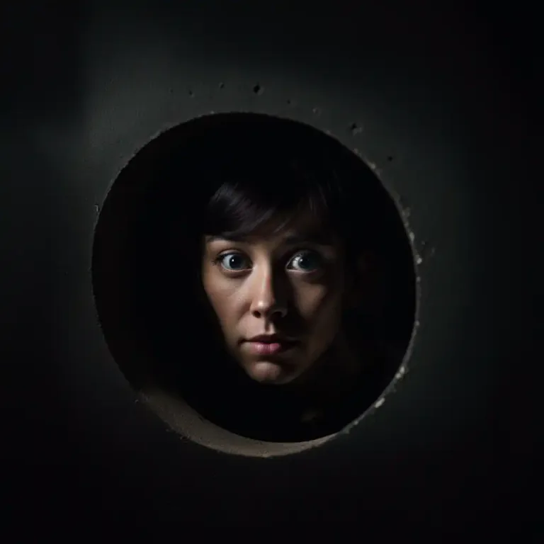 Visual representation of "in a hole" - Hiding or concealed.