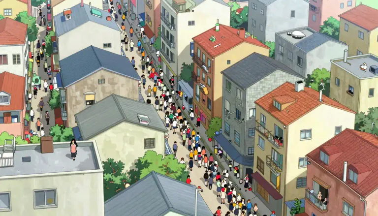 Visual representation of "overpopulation" - The condition of having too many people living in a limited space or area.