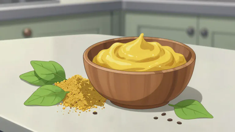 Visual representation of "mustard" - A pungent powder or paste prepared from mustard seed