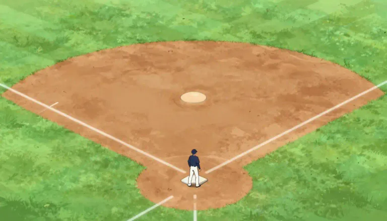 Visual representation of "infield" - The area of a baseball field that is inside the bases