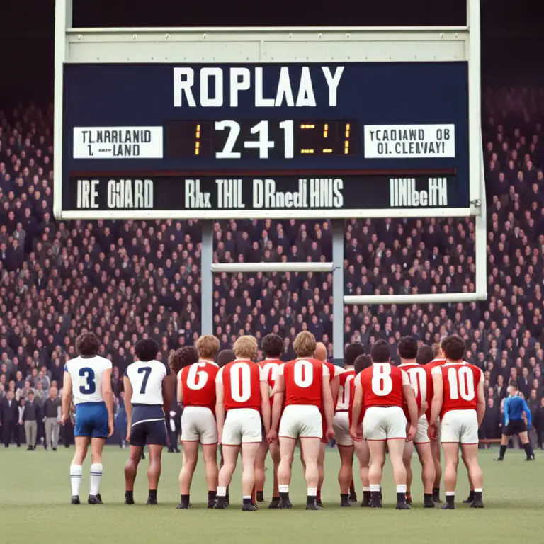 Visual representation of "replay" - In sports, to play a match again because the first was not won by either side.