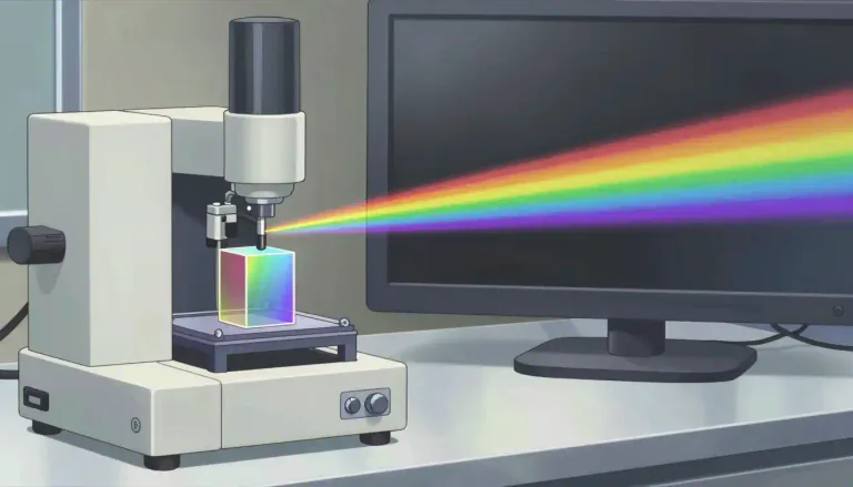 Visual representation of "spectrometer" - A device that is used to measure properties of light over a specific portion of the electromagnetic spectrum.