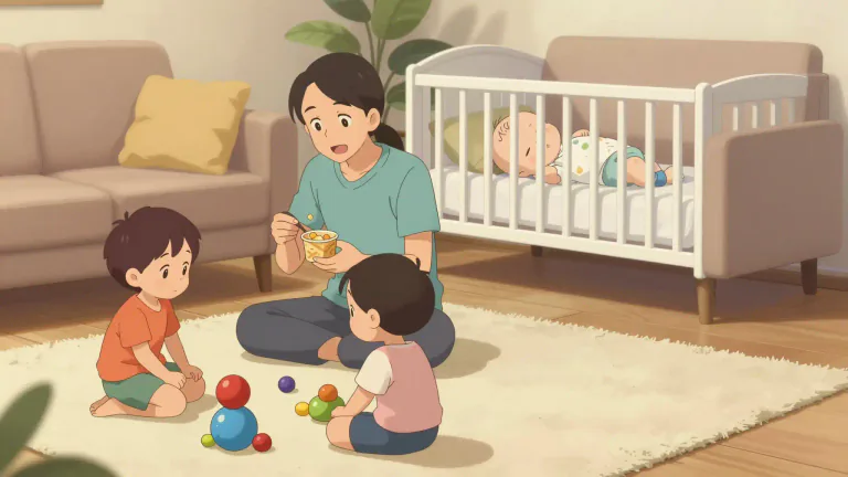 Visual representation of "babysitter" - A person who takes care of babies or children while the parents are not at home.