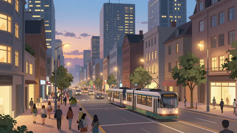 Visual representation of "urban" - Relating to a city or populated area.