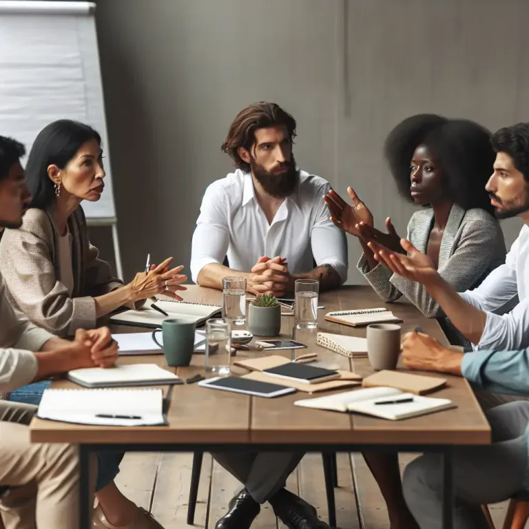 Visual representation of "debate" - To discuss something in a serious and detailed way before making a decision or forming an opinion.