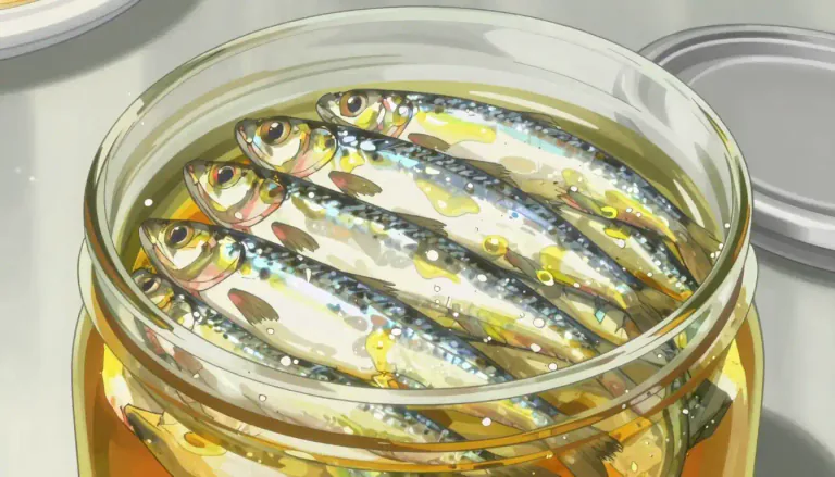 Visual representation of "anchovy" - A small fish that is usually preserved in salt and oil.