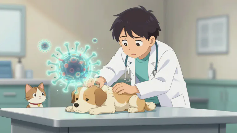 Visual representation of "parvovirus" - A type of virus that can cause serious diseases in animals, especially in dogs and cats.