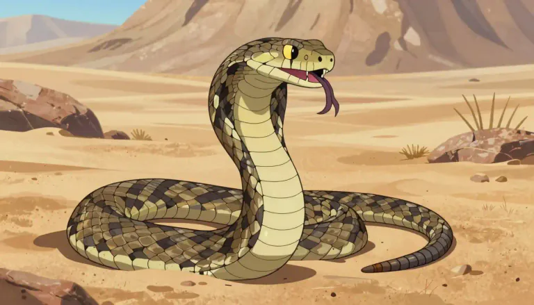 Visual representation of "rattlesnake" - A type of poisonous snake found in America, known for the rattle at the end of its tail.