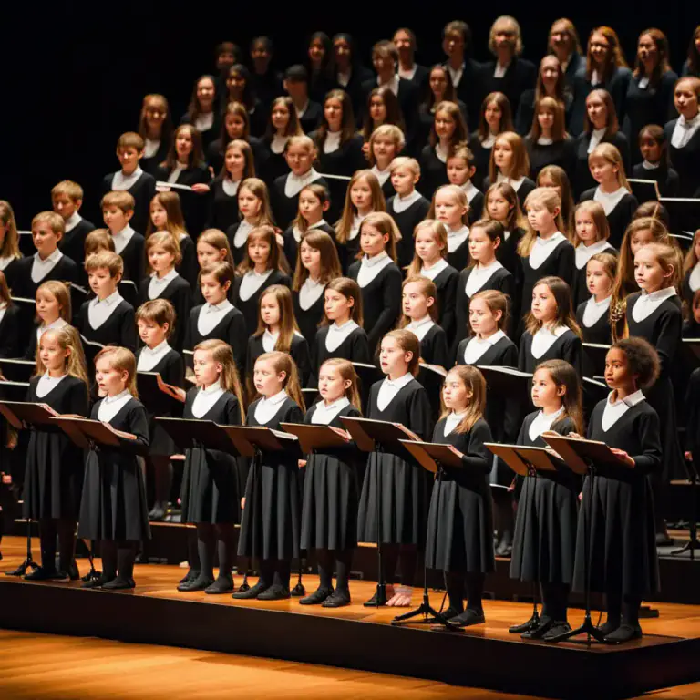Visual representation of "chorale" - A choir or an orchestra performing a composition written in a simple style meant to be sung together