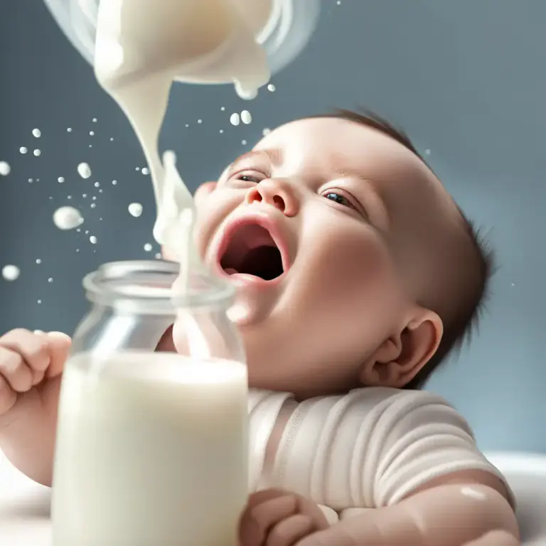 Visual representation of "spit up" - for a baby to bring out some milk or food from their mouth