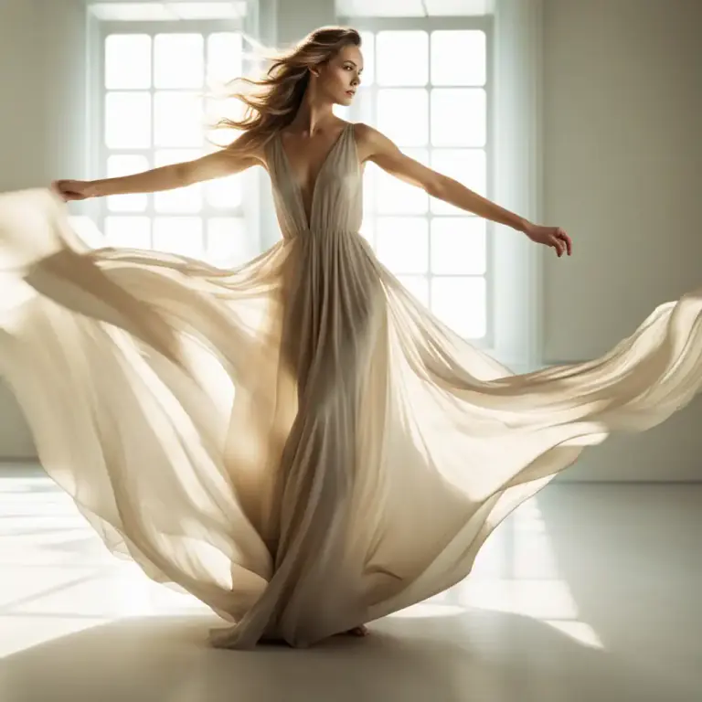 Visual representation of "airily" - In a way that is light and graceful in appearance or movement