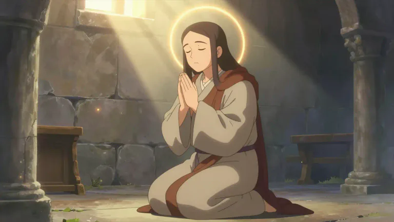 Visual representation of "piety" - The quality or state of showing great religious devotion and respect towards God.