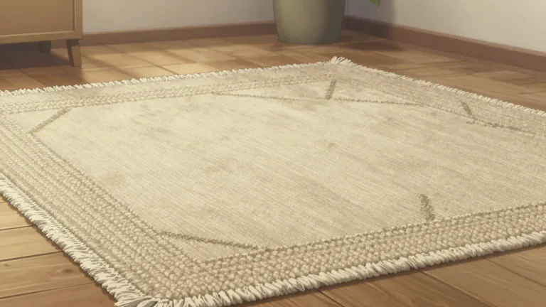 Visual representation of "rug" - A piece of thick fabric or textile, typically used as a floor covering.