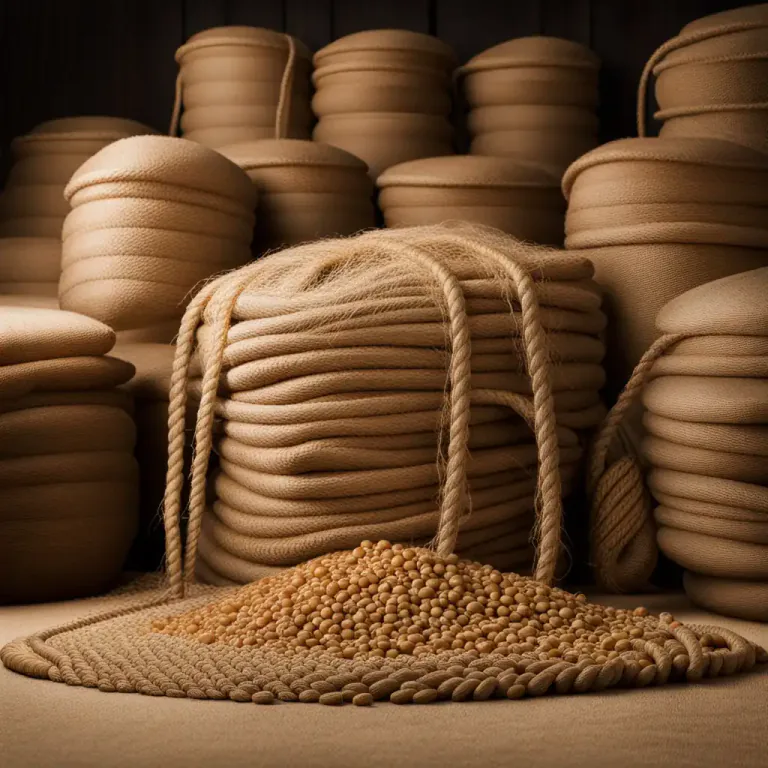 Visual representation of "jute" - The coarse, strong fiber of the East Indian plant, used to make sacks and ropes.