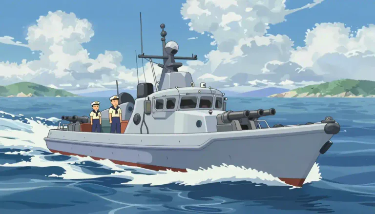 Visual representation of "gunboat" - A small, fast ship with guns built for military use.