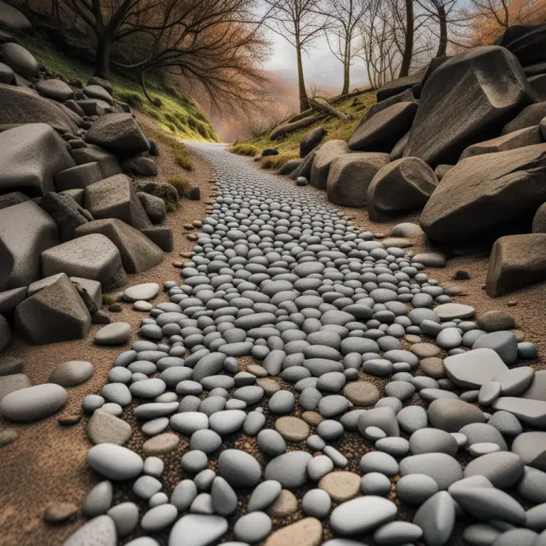 Visual representation of "stony" - Characterized by or full of stones