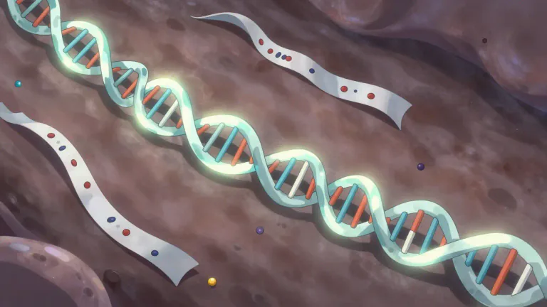 Visual representation of "transcription" - The process of making an exact copy of genetic material by the enzymes in a cell.
