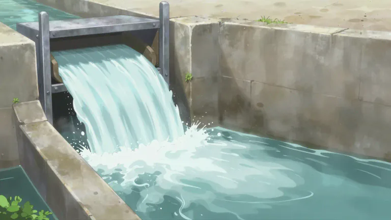 Visual representation of "floodgate" - A large gate or valve that controls the flow of water in a flood or drainage system.
