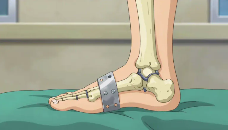 Visual representation of "arthrodesis" - Arthrodesis is a surgical procedure to fuse two bones together at a joint, which aims to reduce pain and improve stability.