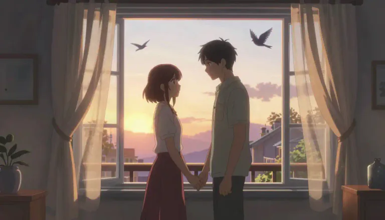 Visual representation of "aubade" - A song or poem greeting the dawn or about lovers separating at dawn
