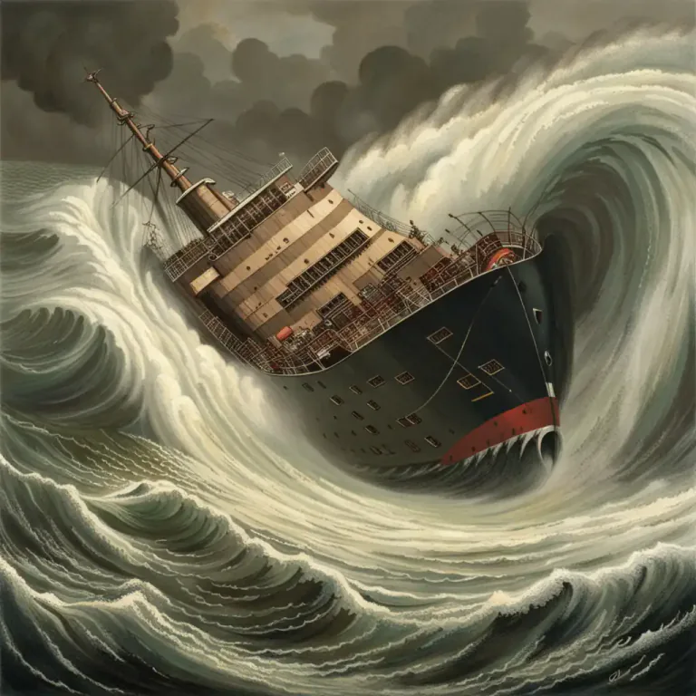 Visual representation of "maelstrom" - A powerful whirlpool in the sea or a river.