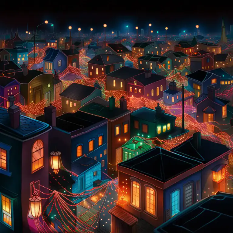 Visual representation of "illuminate" - To decorate with lights