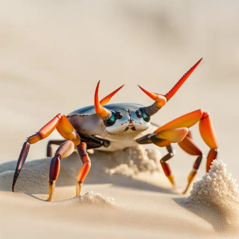 Visual representation of "fiddler" - A kind of crab that lives on beaches and has one claw that is much larger than the other.