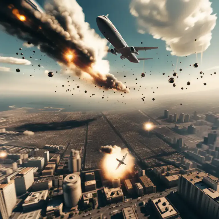 Visual representation of "aerial" - Performed from the air by aircraft.