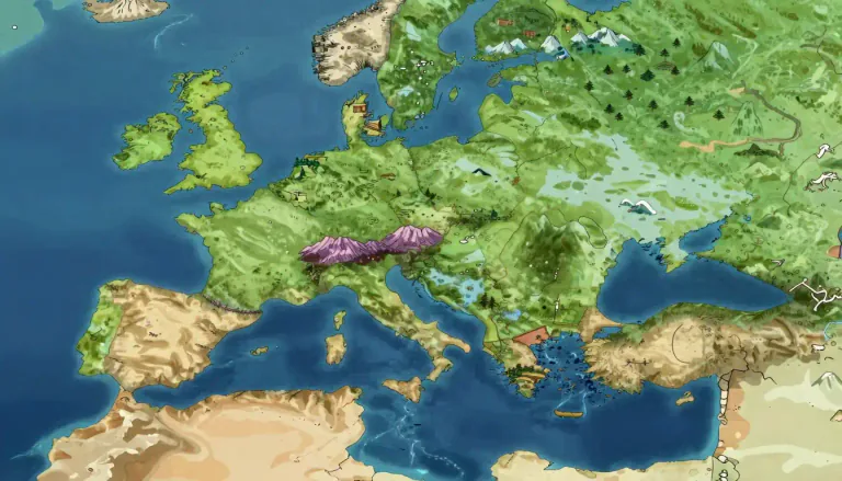 Visual representation of "subcontinent" - A large area of land that is part of a continent, but considered as a separate and independent entity, often because it is geographically or ethnically distinct.
