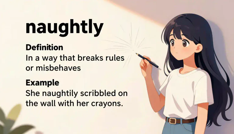 Visual representation of "naughtily" - In a way that breaks rules or misbehaves