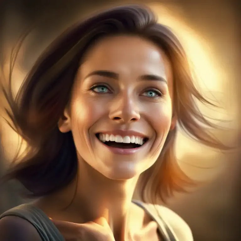 Visual representation of "beam" - A smile that is extremely wide and happy.
