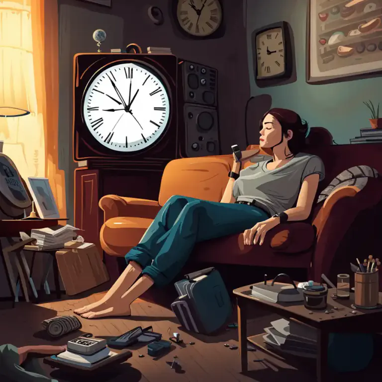Visual representation of "waste away" - To spend time in an unproductive or pointless manner.