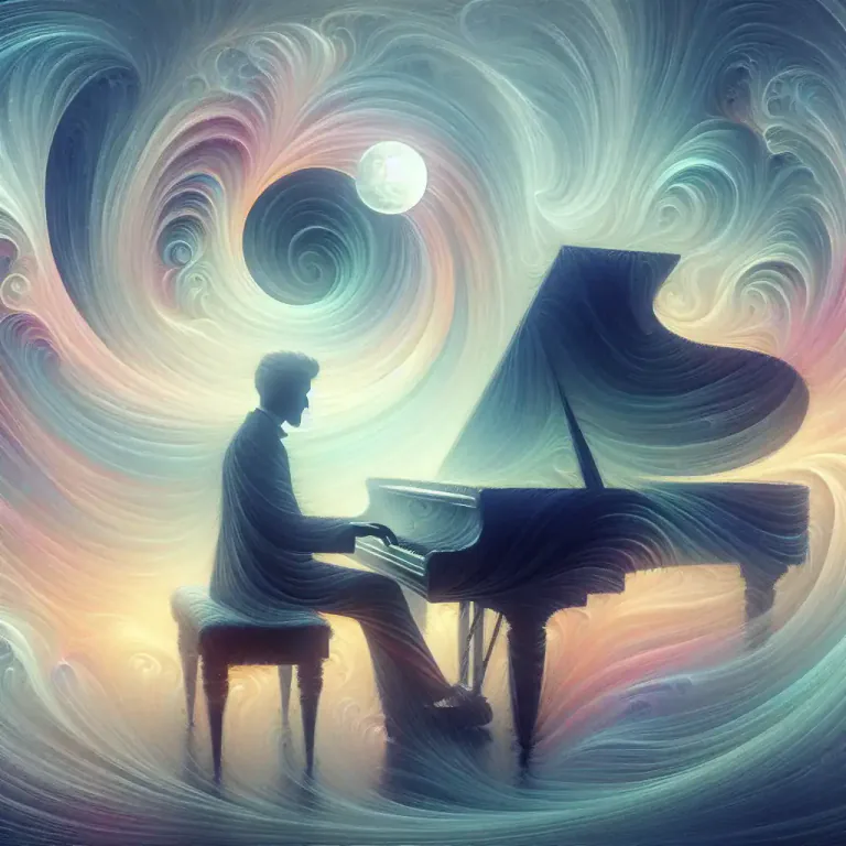 Visual representation of "impressionism" - A style of music that aims to evoke emotion and mood by focusing less on traditional musical structure and more on the use of color, texture, and nuance.