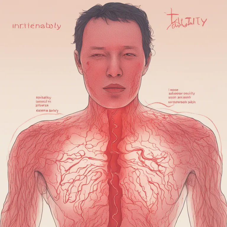 Visual representation of "irritability" - A state in which a part of the body becomes sensitive and react to certain conditions or substances