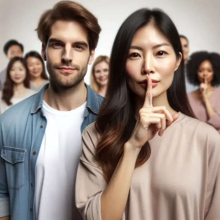 Visual representation of "keep quiet about something" - To not speak about or reveal a certain piece of information.
