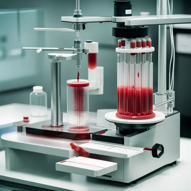 Visual representation of "centrifuge" - To use a centrifuge machine to separate substances.