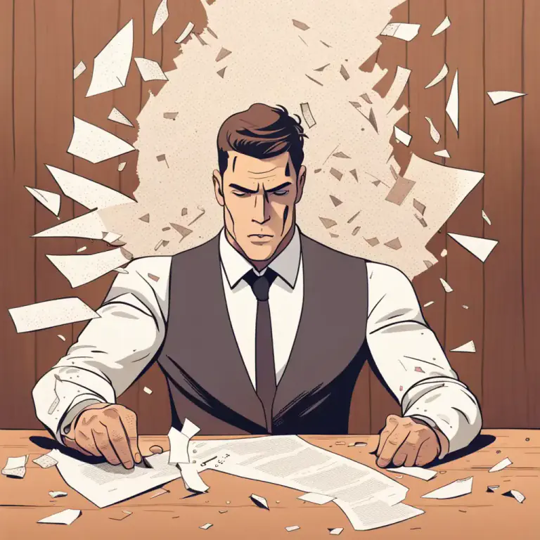 Visual representation of "rip up" - To invalidate or cancel something, like a contract or agreement