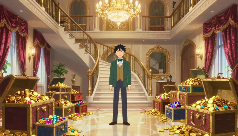 Visual representation of "affluence" - An abundance of money, property, and other material goods; great wealth