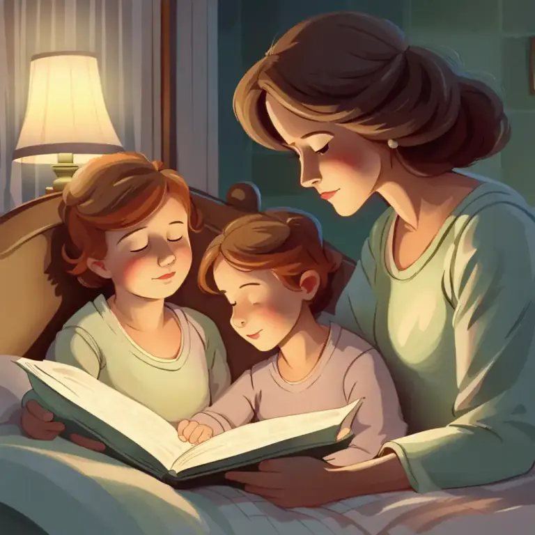 Visual representation of "tuck in" - To put someone, especially a child, into bed for the night