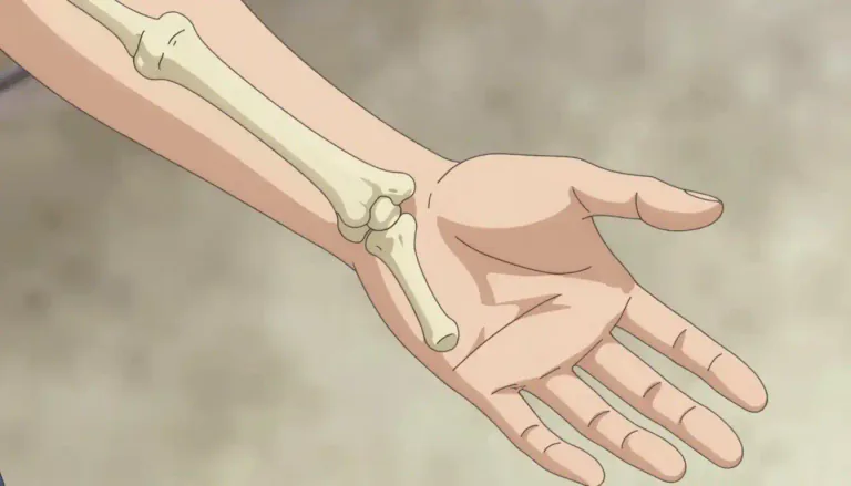 Visual representation of "ulna" - One of the two bones in your forearm, on the side of your little finger.