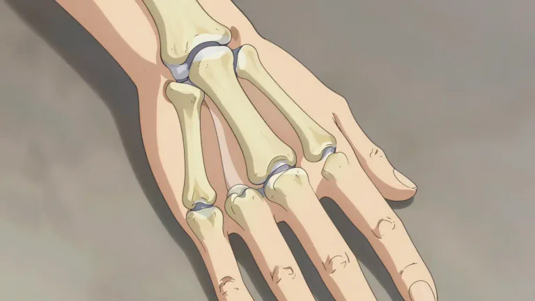 Visual representation of "metacarpophalangeal" - Relating to the joints between the metacarpal bones of the hand and the proximal phalanges of the fingers.