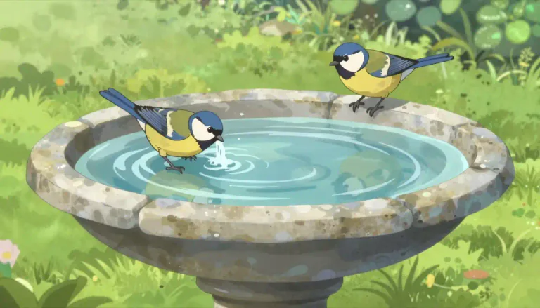 Visual representation of "birdbath" - A shallow basin filled with water for birds to drink and bathe in.