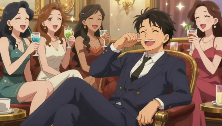 Visual representation of "playboy" - A man who lives a life full of pleasure, often with a lot of different women, and does not have serious relationships or responsibilities