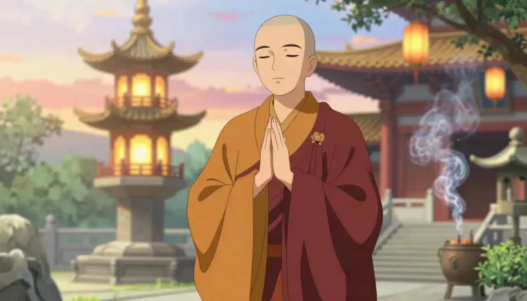 Visual representation of "bonze" - A Buddhist priest, specifically in Japan or other East Asian countries.
