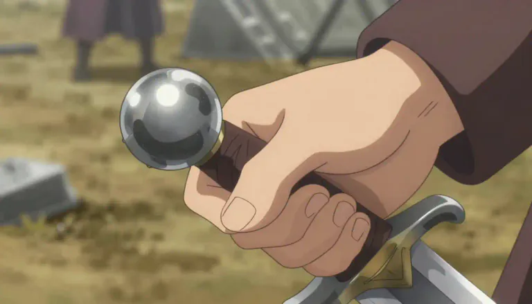 Visual representation of "pommel" - The rounded knob on the end of the handle of a sword or a gun