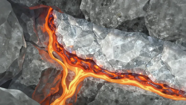 Visual representation of "metamorphism" - The process by which the structure or composition of rocks is changed under heat and pressure.