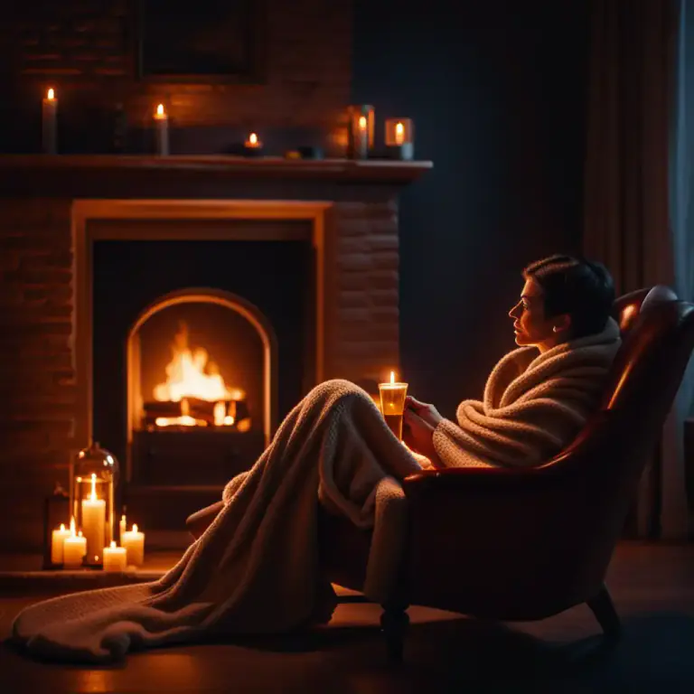 Visual representation of "fireside" - Reminiscent of or suitable for a time spent next to a fire, such as comfort or warmth