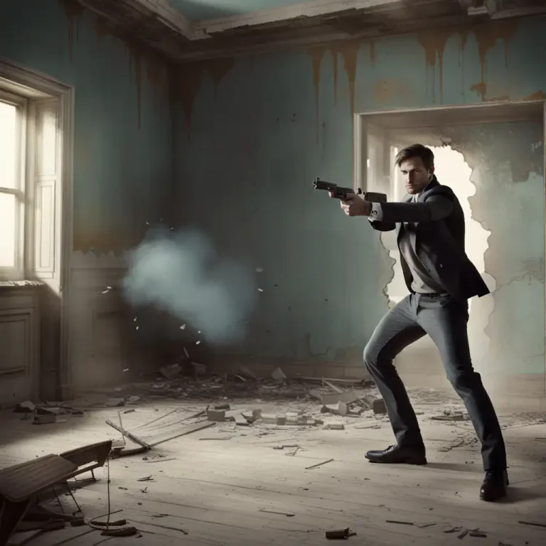Visual representation of "discharge" - The act of firing a gun or shooting a weapon.