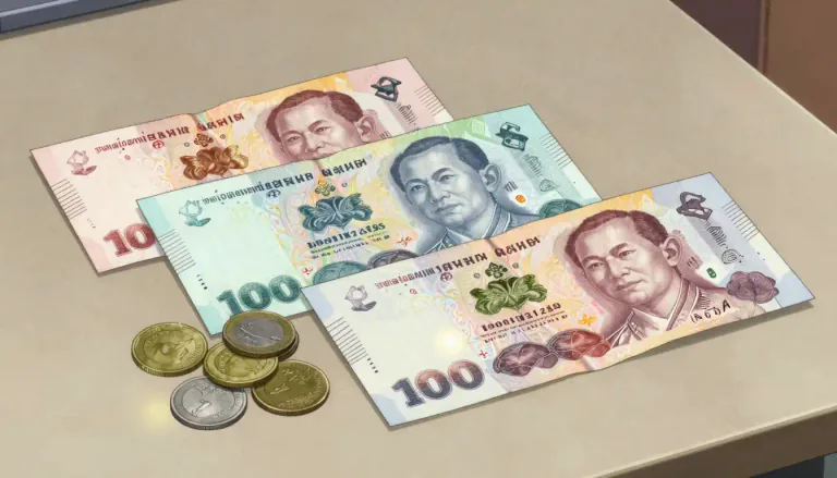 Visual representation of "baht" - The baht is the currency unit of Thailand, divided into 100 satang.